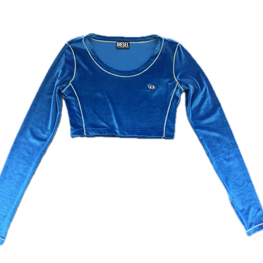 NWT DIESEL Blue Long Sleeve Crop Top (L)